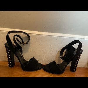 Gucci 7.5 Black Suede/Gold Studded Shoes